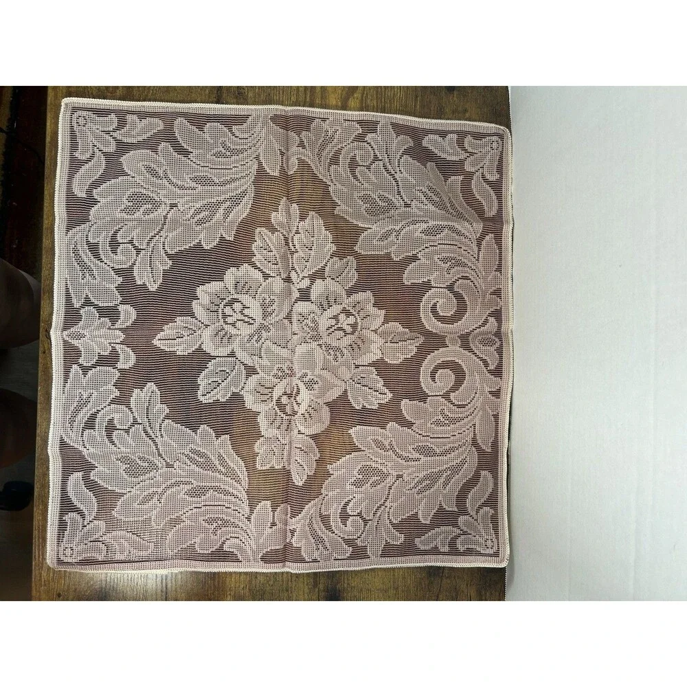 Vintage Lace Napkins Set Floral Burgundy Cranberry Cream USA Lot 4 Table Linens